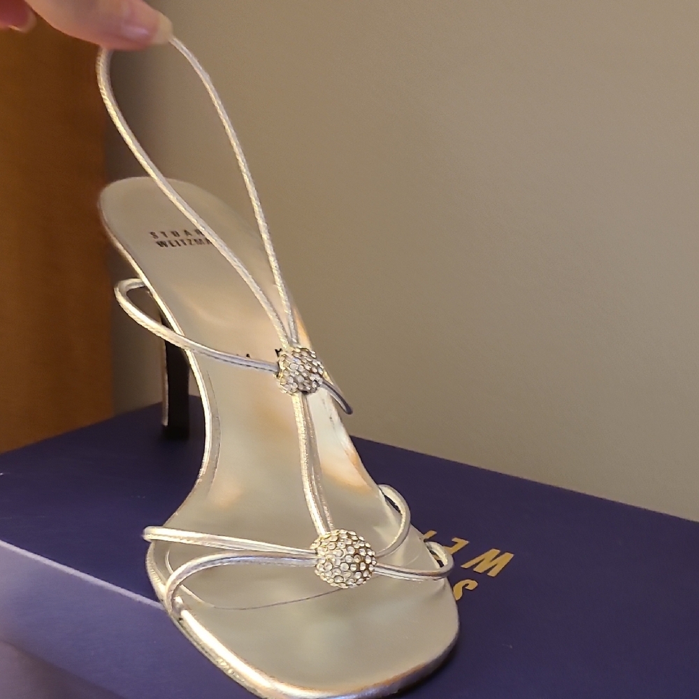 Stuart Weitzman Silver Strappy Heels Size 11 B